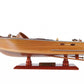 16" Brown Solid Wood Hand Painted Runabout Canoe Model Boat
