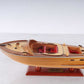 16" Brown Solid Wood Hand Painted Runabout Canoe Model Boat