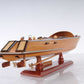 16" Brown Solid Wood Hand Painted Runabout Canoe Model Boat