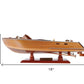16" Brown Solid Wood Hand Painted Runabout Canoe Model Boat