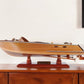 16" Brown Solid Wood Hand Painted Runabout Canoe Model Boat
