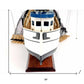 22" Black And White Solid Wood Hand Painted Model Boat