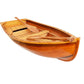 15" Wood Brown Solid Wood Hand Painted Model Boat Tabletop Sculpture