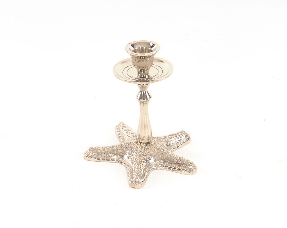 5" Silver Brass Starfish Tabletop Candle Holder