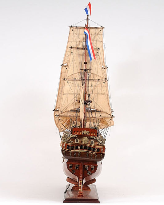 26" Brown Solid Wood Hand Painted Model Boat