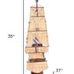 35" Wood Brown Solid Wood Hand Painted Model Boat Tabletop Sculpture