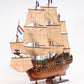 35" Wood Brown Solid Wood Hand Painted Model Boat Tabletop Sculpture