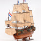35" Wood Brown Solid Wood Hand Painted Model Boat Tabletop Sculpture