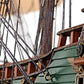 35" Brown Solid Wood Hand Painted Model Boat