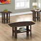 Set of Three 36" Brown Coffee Table With Shelf