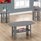 Set of Three 36" Gray Coffee Table With Shelf