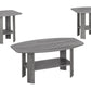 Set of Three 36" Gray Coffee Table With Shelf