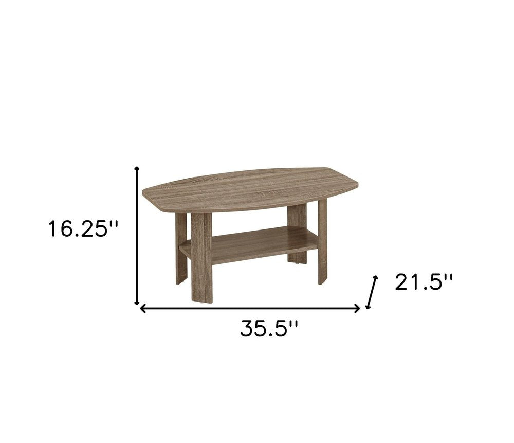 Set of Three 36" Taupe Coffee Table With Shelf