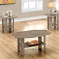 Set of Three 36" Taupe Coffee Table With Shelf