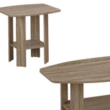 Set of Three 36" Taupe Coffee Table With Shelf