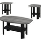 Set of Three 36" Gray And Black Wood Coffee Table With Shelf