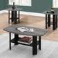 Set of Three 36" Gray And Black Wood Coffee Table With Shelf