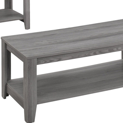 Set of Three 42" Gray Coffee Table With Shelf