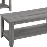 Set of Three 42" Gray Coffee Table With Shelf