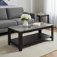 Set of Three 42" Gray And Black Coffee Table With Shelf