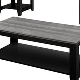 Set of Three 42" Gray And Black Coffee Table With Shelf