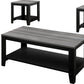 Set of Three 42" Gray And Black Coffee Table With Shelf