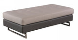 63" Taupe Brown and Silver Faux Leather Tufted Ottoman