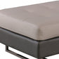63" Taupe Brown and Silver Faux Leather Tufted Ottoman