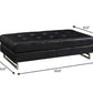 63" Black Tufted Faux Leather and Silver Ottoman