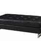 63" Black Tufted Faux Leather and Silver Ottoman