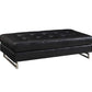 63" Black Tufted Faux Leather and Silver Ottoman