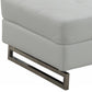 63" White and Silver Faux Leather Ottoman
