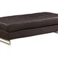 63" Brown and Silver Faux Leather Tufted Ottoman