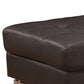 63" Brown and Silver Faux Leather Tufted Ottoman