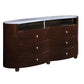 63" Brown Wood Six Drawer Dresser