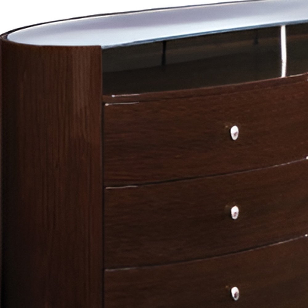 39" Brown Wood Five Drawer Dresser