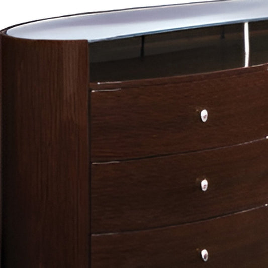 39" Brown Wood Five Drawer Dresser
