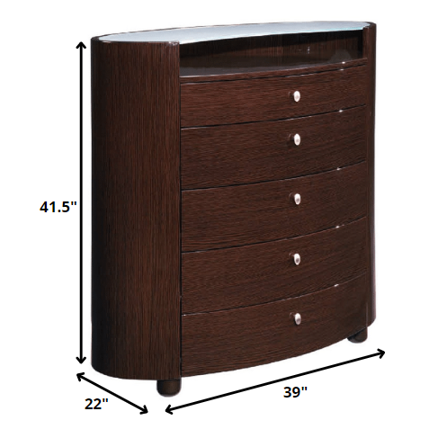63" Brown Wood Six Drawer Dresser