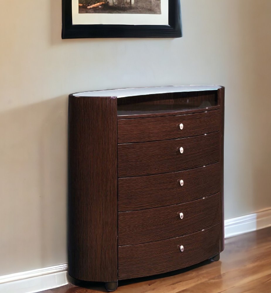 63" Brown Wood Six Drawer Dresser