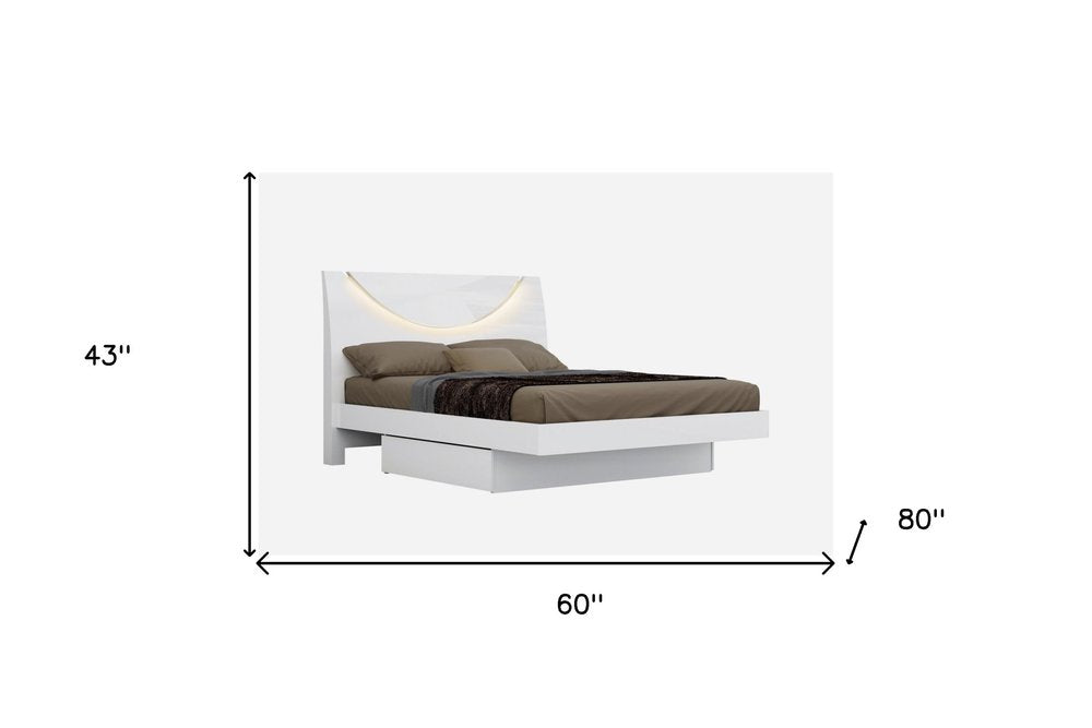 White Solid Wood Queen Bed Frame