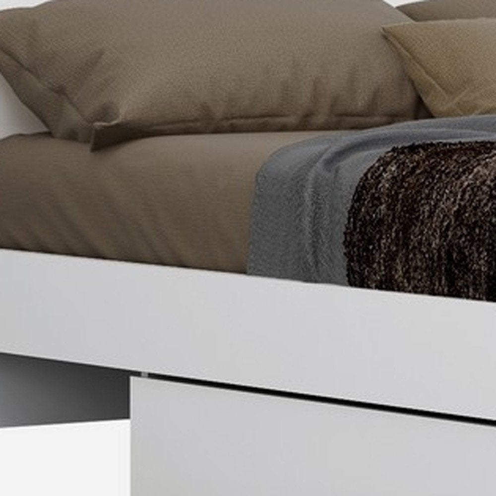White Solid Wood Queen Bed Frame