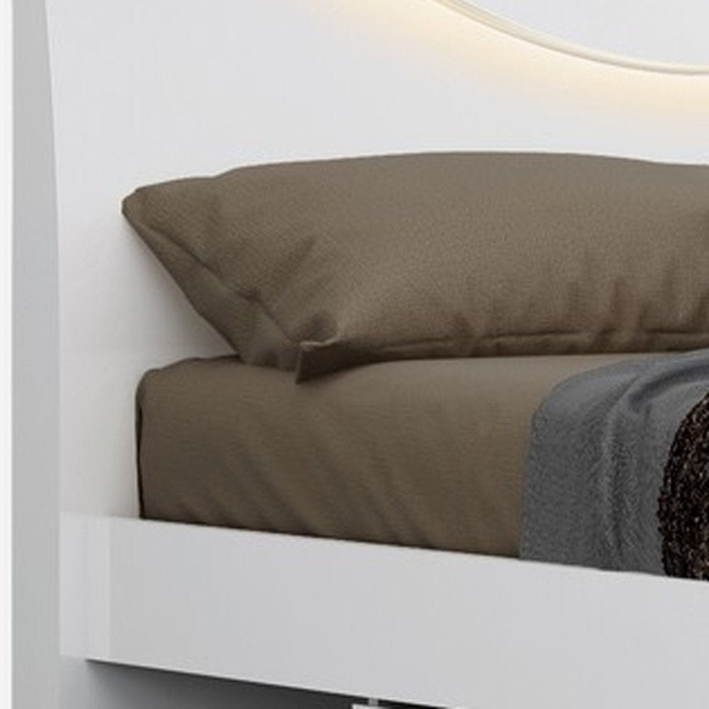 White Solid Wood King Bed Frame