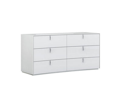 62" White Wood Six Drawer