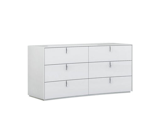 62" White Wood Six Drawer
