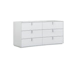 62" White Wood Six Drawer