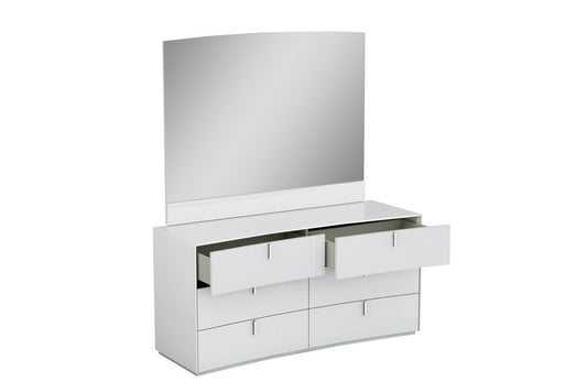 62" White Wood Six Drawer