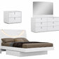 Four Piece White Solid and Manufactured Wood Bedroom Set With Mirror