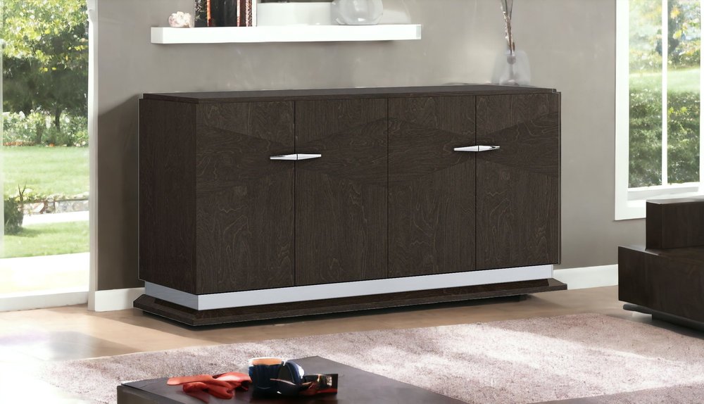 41" Silver and Gray Brown Accent Cabinet With One Drawer