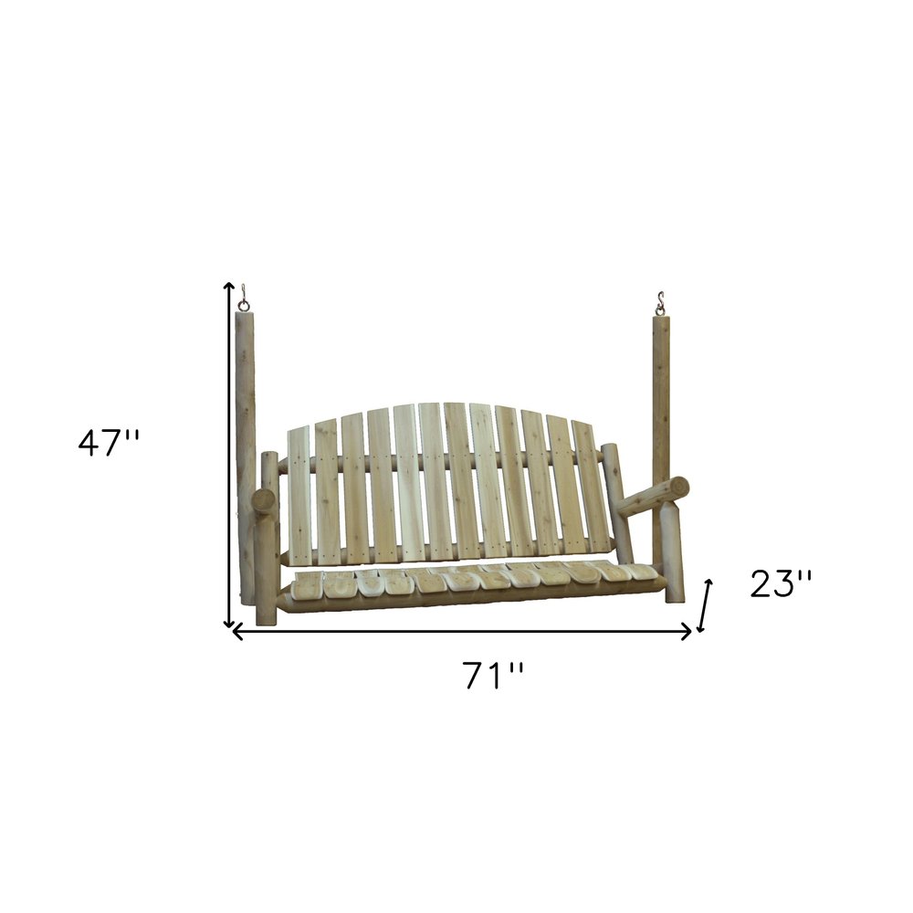 71" Natural Solid Wood Swing Chair