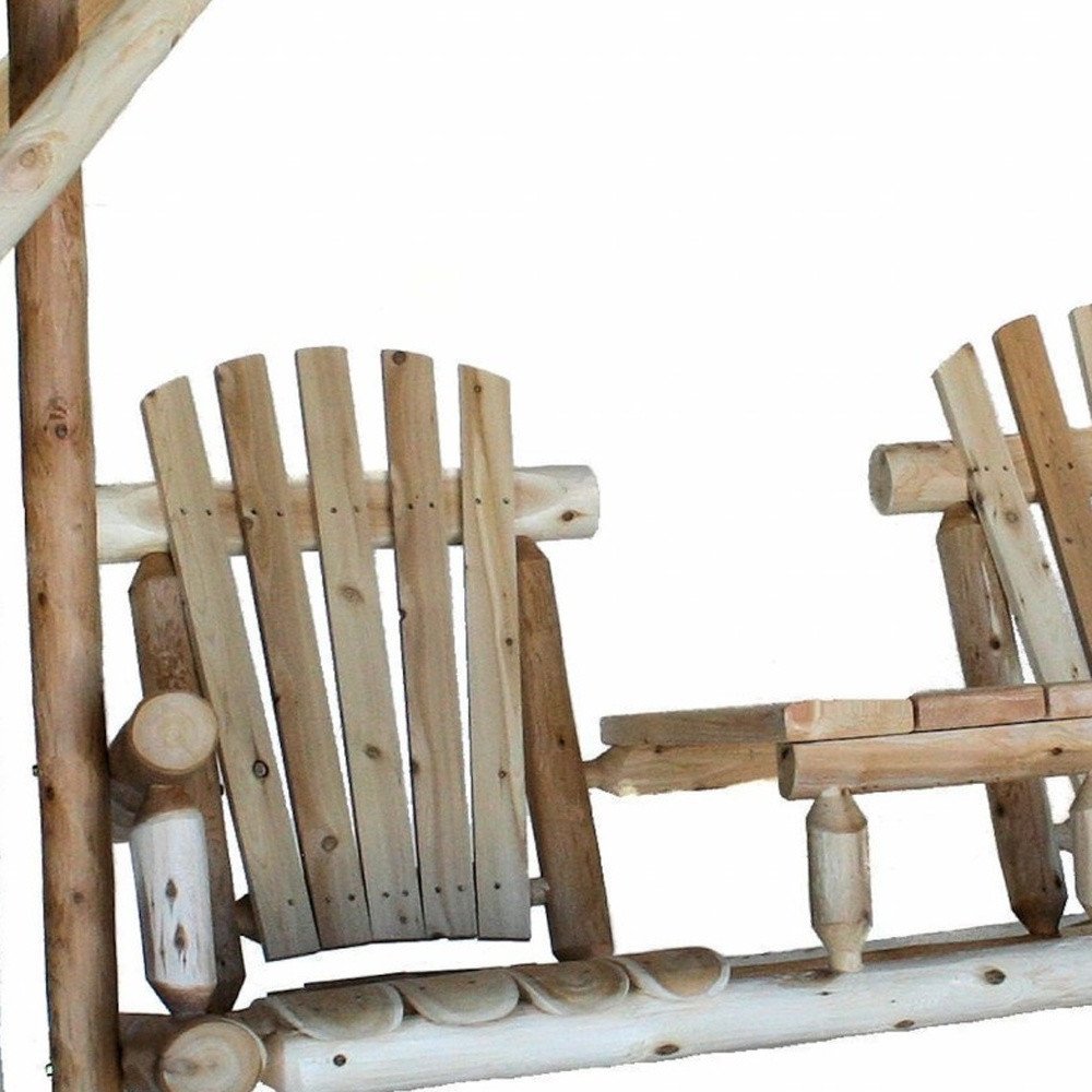 87" Natural Solid Wood Swing Chair
